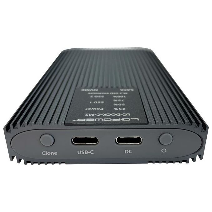 LC-Power LC-DOCK-C-M2 Stazione di Docking USB 3.2 per SSD M.2 NVMe e SATA 10 Gbps colore Grigio antracite
