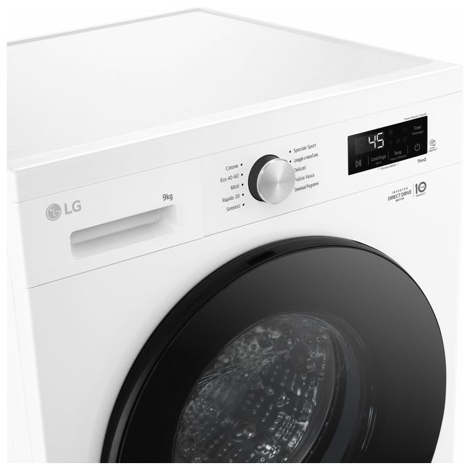 LG F4NX1009NWB Serie X1 - Lavatrice a carica frontale 9 kg, 1400 rpm, Classe A, 6 Motion Direct Drive, Allergy Care, Wi-Fi, (85x60x55 cm), Bianco