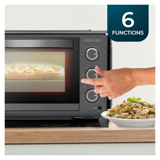 Cecotec 03818 BakeandToast 2600 Forno elettrico 26 L 1500 W convezione 6 programmi con pala per pizza colore Nero