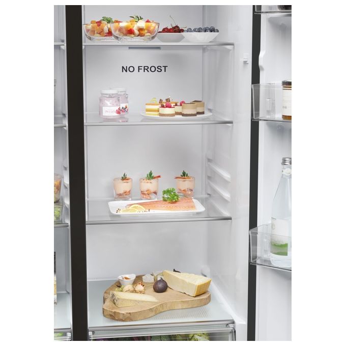 Haier HSR5918DIPB SBS 90 Serie 5 Frigorifero Americano Side by Side 511 L 177 cm Classe D 40 dB No Frost Dispenser Acqua e Ghiaccio colore Nero