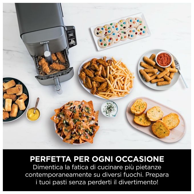 Ninja SL400EU Double Stack XL Friggitrice ad aria 9,5 L 2470 W 6 programmi doppio cestello colore Grigio