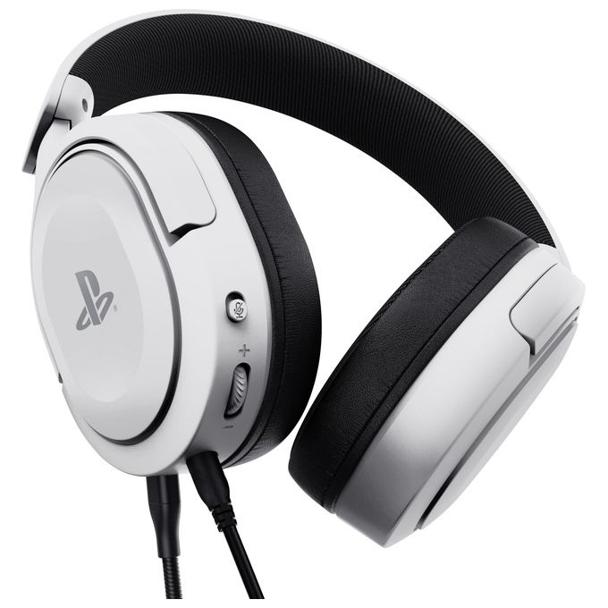 Trust Gaming GXT 498W Forta Cuffie Ecosostenibile PS5 e PS4 con Licenza Ufficiale PlayStation 5 Over-Ear Cavo da 1.2mt Microfono Staccabile Jack Audio 3.5mm Bianco