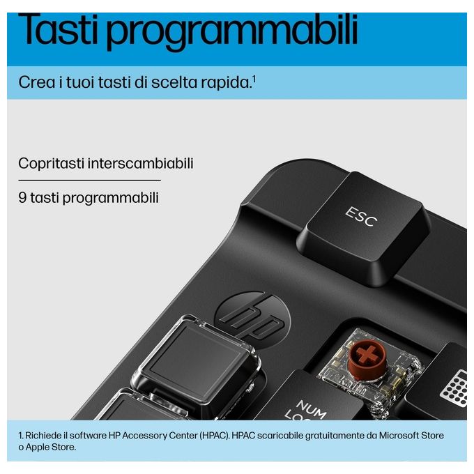 HP 7N7C3AA#ABB HP 435 Tastierino numerico wireless programmabile con connessione Bluetooth 5.3 e 9 tasti personalizzabili colore Nero