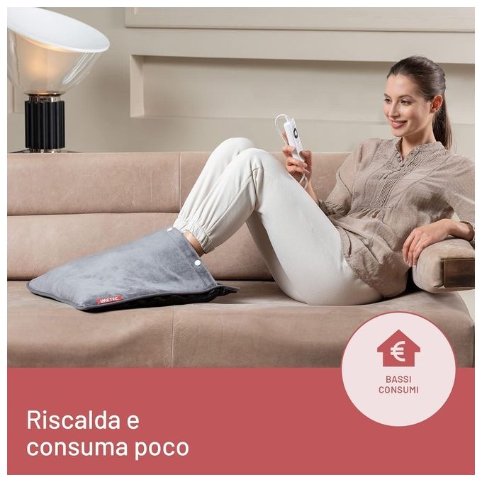Imetec 26018 IntellisenseFeet Termoforo Scaldapiedi 5 Temperature 110 W Spegnimento Automatico Fodera Lavabile 48x50 cm colore Grigio