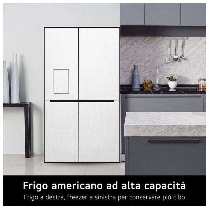LG GSLE91MBAC Frigorifero Side by Side 628 L 179 cm Classe C 34 dB No Frost Wi-Fi Dispenser UVnano (179x91x74 cm) colore Metal Sorbet