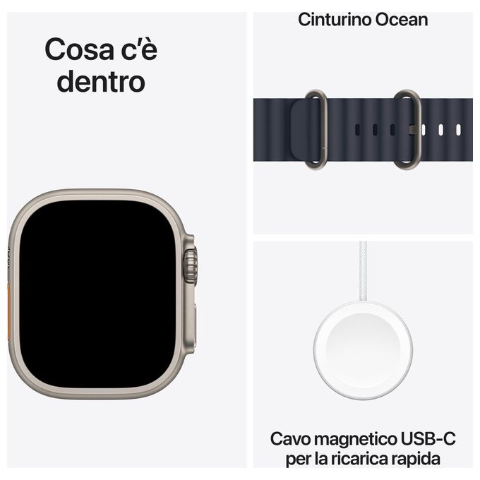 Apple Watch Ultra 2, GPS + Cellular, 49mm, Titanio, Navy Ocean Band