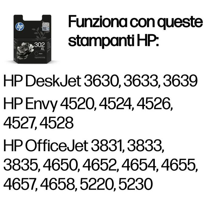HP 302XL Nero Cartuccia Originale Getto di Inchiostro alta capacita'