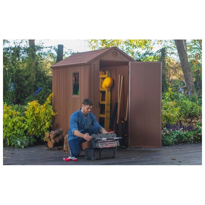 Keter Casetta da Giardino Darwin 4x6 125,8x184,5x205cm Marrone Effetto Legno EVOTECH+