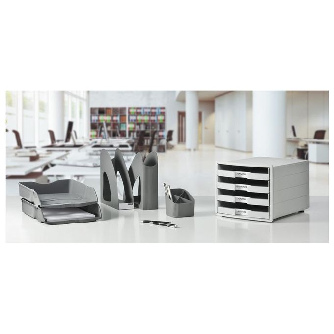 Han Cassettiera IMPULS con 4 Cassetti Aperti e con Etichette Grigio Chiaro