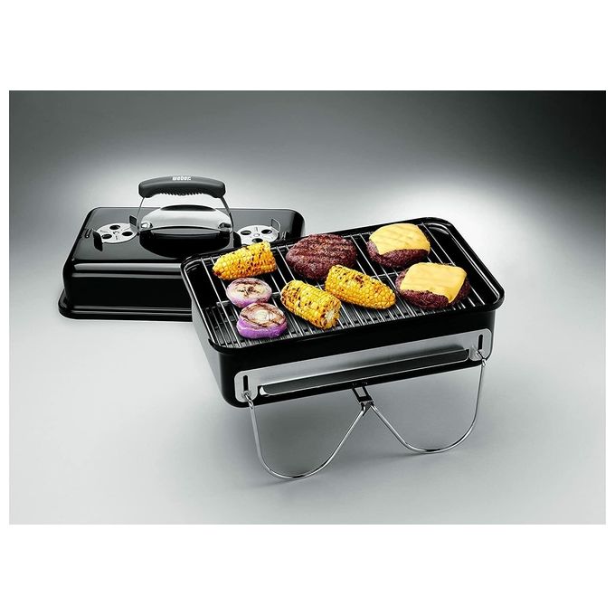 Weber 1131004 Go-Anywhere Barbecue a Carbone Portatile Griglia 42x26 cm con Sistema Tuck-N-Carry colore Nero