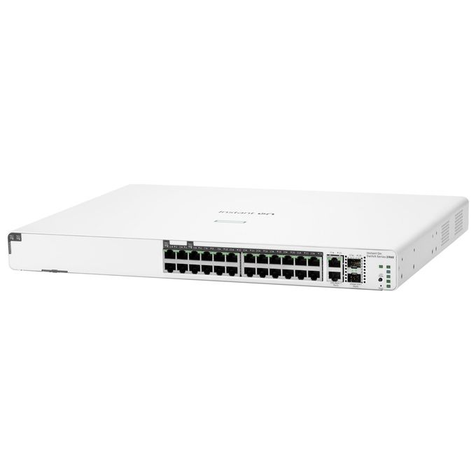 HPE JL807A Aruba Instant On 1960 Switch Gestito L2 24 porte Gigabit PoE 370W 2XGT 2SFP+ 128 Gbit-s colore Bianco