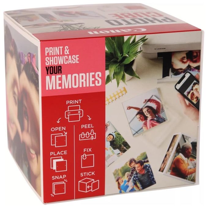 Canon PP-201 Carta Fotografica 13x13cm Photo Cube Pacchetto Creativo Bianco-Rosa 40 Fogli