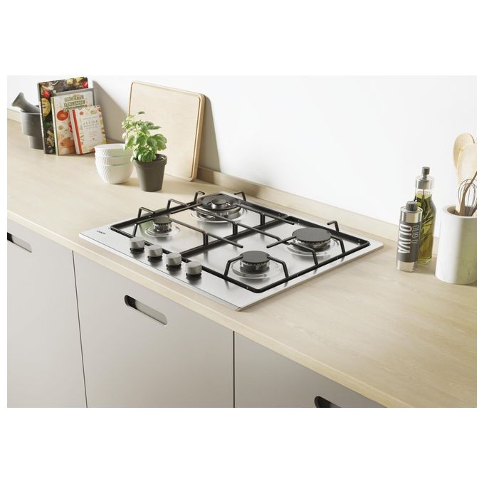 Candy CHW6BR4WX Piano Cottura a Gas 4 Zone 60 cm Acciaio Inox