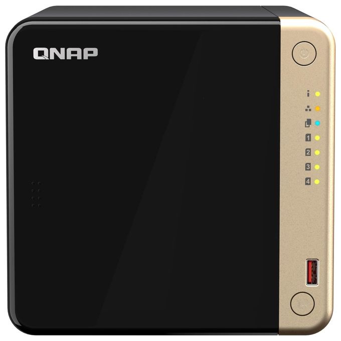 QNAP TS-464-8G TS-464 NAS Tower 4 vani 8GB DDR4 Intel Celeron N5095 2 porte 2.5GbE 2 slot M.2 colore Nero