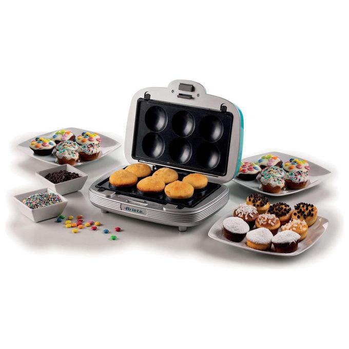 Ariete 00C197201AR0 Party Time Piastra Elettrica Multifunzione 700W 3 Piastre Antiaderenti Intercambiabili Muffin Donuts Sandwich colore Azzurro
