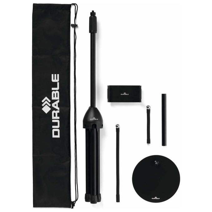 Durable 894301 Twist Combi Supporto per Tablet e Smartphone Regolabile da 4.7'' a 13'' con Braccio Snodabile e Treppiede fino a 1.69 m colore Nero