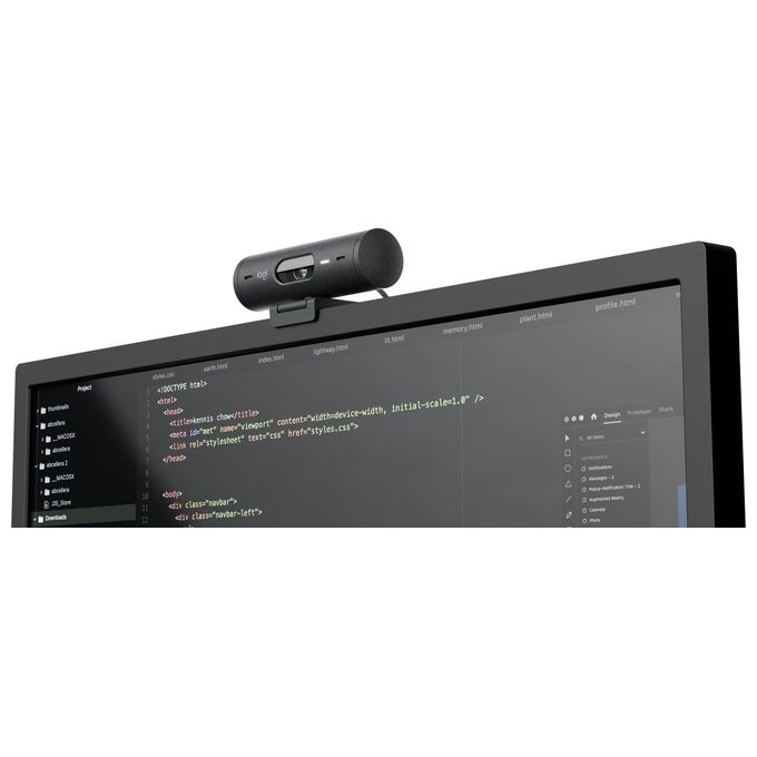 Logitech 960-001422 Brio 500 Webcam Full HD 1080p 60fps USB-C Doppio Microfono 90° colore Grafite