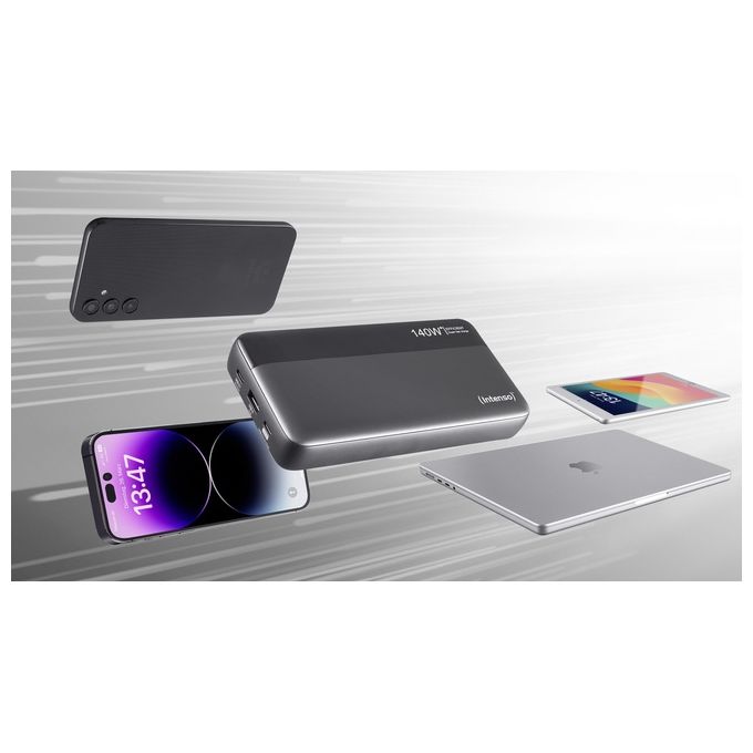 Intenso 7350060 Power Bank HE25000 Batteria Portatile 25000 mAh 140 W con Ricarica Rapida Power Delivery 3.1 colore Nero Grigio