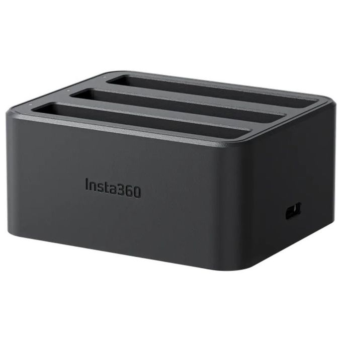 Insta360 CINSBBMJ Caricatore Rapido per 3 Batterie USB-C con Ricarica PD 43 Minuti per Carica Completa colore Nero
