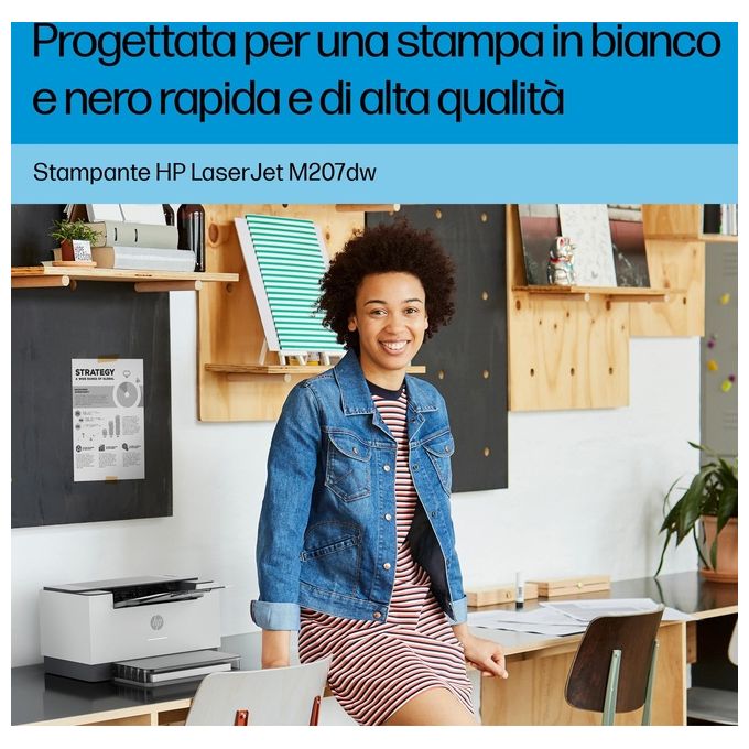 HP 8J9K9F#B19 LaserJet M207dw Stampante Laser Monocromatica A4 Fronte Retro Automatica 27 ppm Wi-Fi Ethernet USB colore Grigio