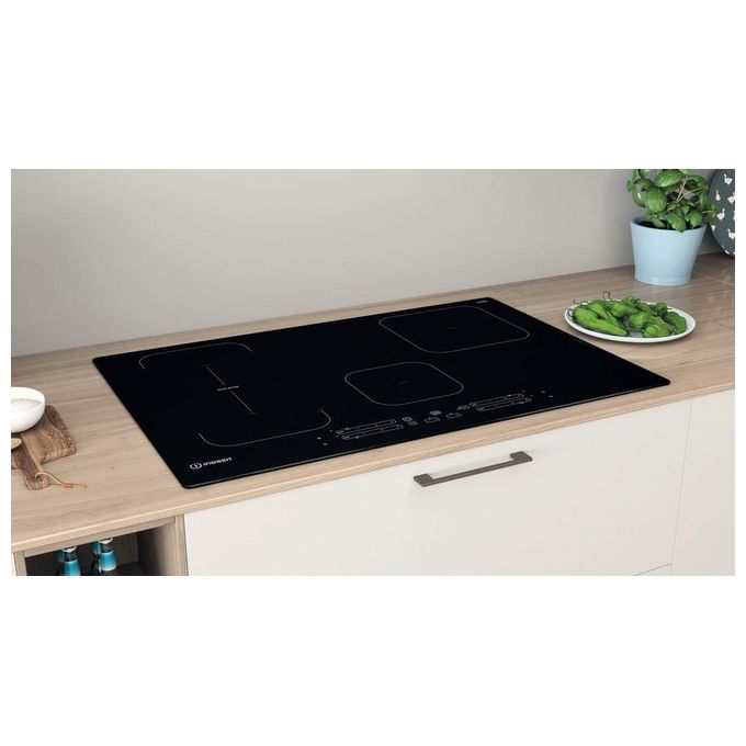 Indesit IB21B77NE Piano cottura a induzione 77 cm 4 zone PushandGo DualZone Touch 7200 W colore Nero