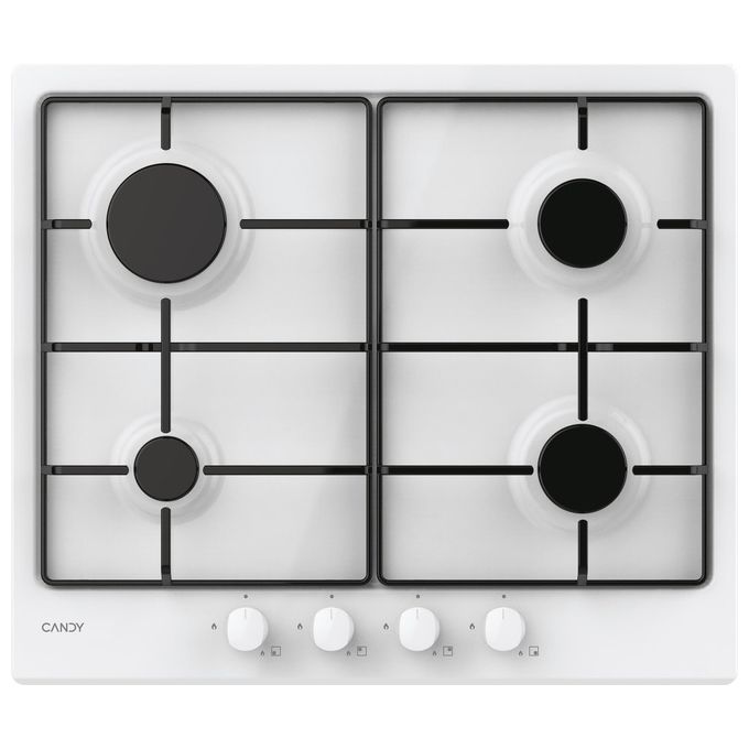 Candy CHW6BRWW Piano Cottura a Gas 4 Zone 60 cm Acciaio Inox