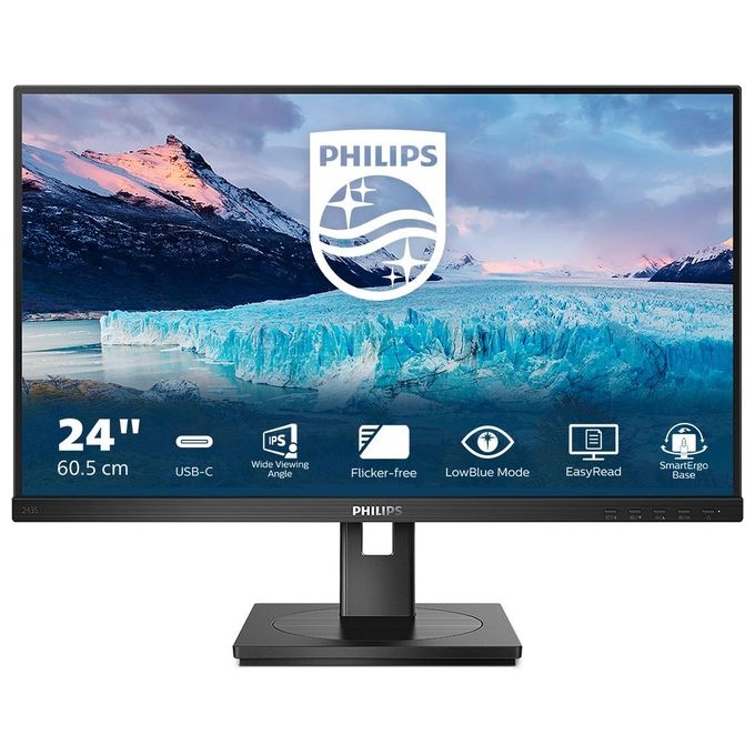 Philips 243S1-00 Monitor PC 23.8'' LED IPS Full HD 1920x1080 75 Hz USB-C Hub Integrato Altoparlanti Pivot Regolazione Altezza colore Nero