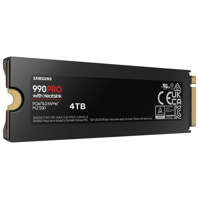 Samsung MZ-V9P4T0GW 990 PRO SSD Interno NVMe M.2 4TB PCIe 4.0 7450 MB-s con Dissipatore di Calore