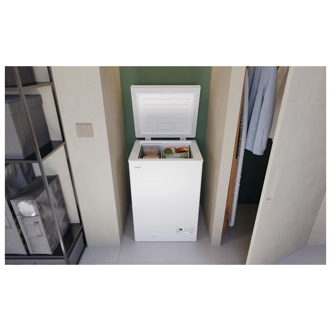 Candy CHAE1002E Congelatore a Pozzetto Statico 97 L 84,5 cm Classe E 39 dB Congelamento 5,5 Kg-24h colore Bianco