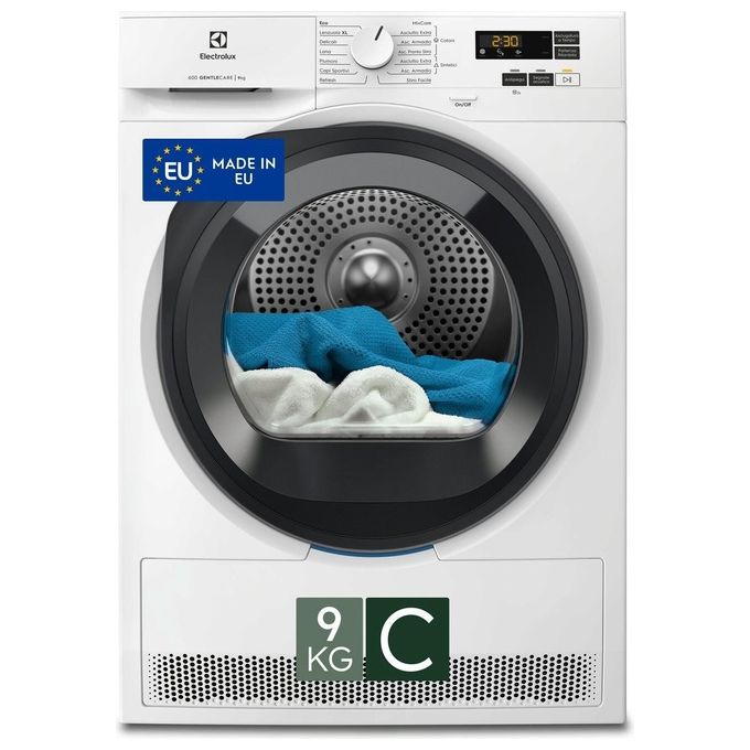 Electrolux EW6H19G 600 GentleCare Asciugatrice Pompa di Calore 9 Kg Classe A+++ SensiCare 64 dB (85x60x64 cm) colore Bianco