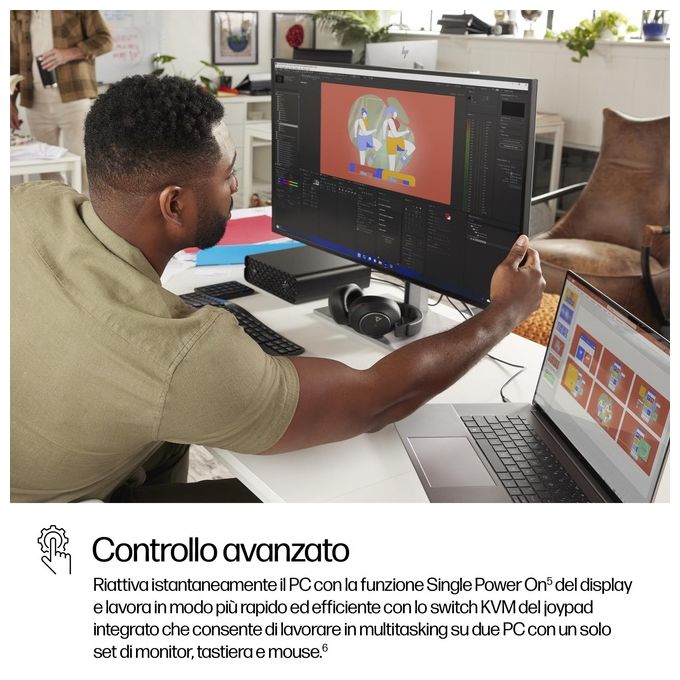 HP 8Y2K9AA#ABB Serie 7 Pro Monitor 31,5'' 4K UHD IPS Black Thunderbolt 4 USB-C Hub Integrato KVM colore Nero Argento