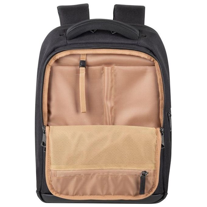 RivaCase 8126 BLACK Zaino Eco per Laptop Compatibile con 14 e Mac Air 15 Pollici in Poliestere Riciclato RPET Impermeabile con Scomparto Imbottito per Dispositivi Protezione Laterale e Inserto Antishock Colore Nero