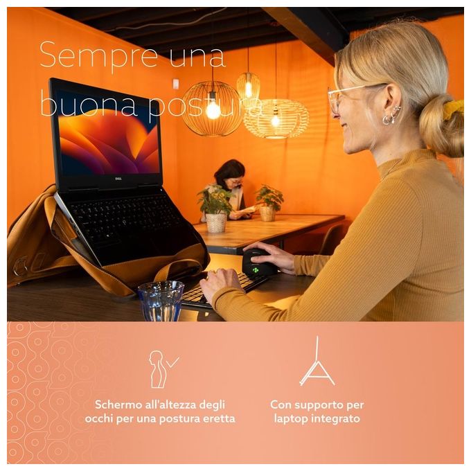 R-Go Tools RGOAVLAPBR Borsa per Laptop Ergonomica con Supporto Integrato Regolabile in Altezza 39,6 cm (15.6'') 2 Scomparti Pelle Pieno Fiore Colore Marrone