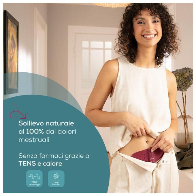 Beurer EM50 Menstrual Relax Dispositivo TENS con Funzione Riscaldante 15 Livelli di Intensita' Batteria Ricaricabile colore Rosa