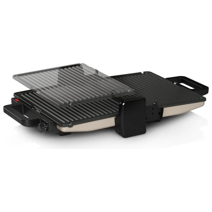 Bosch TCG3302 Bistecchiera Elettrica 2000 W 3 Posizioni di Cottura Piastre Ceramica Antiaderenti Rimovibili colore Argento