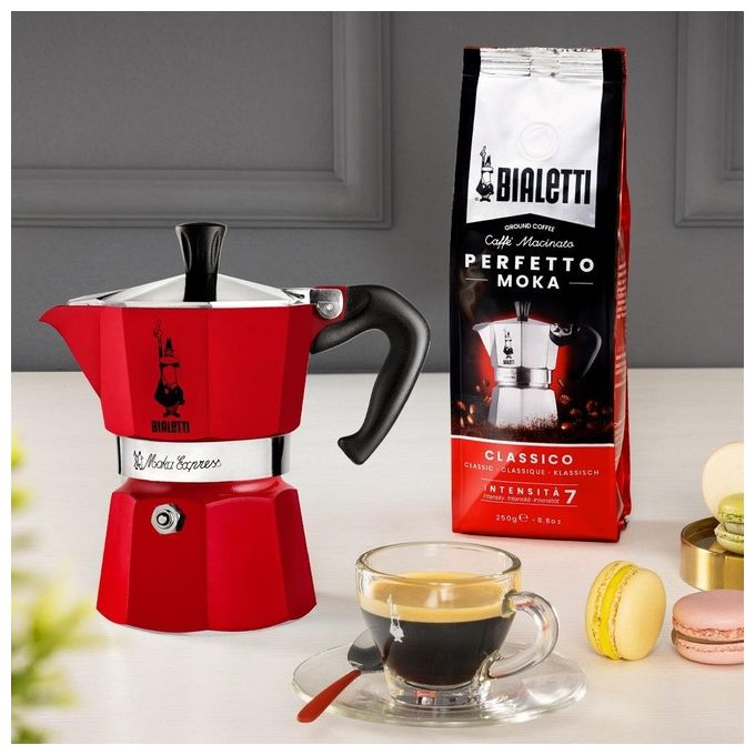 Bialetti 0001006 Moka Express Winter Wonderland Caffettiera Moka 3 Tazze colore Rosso