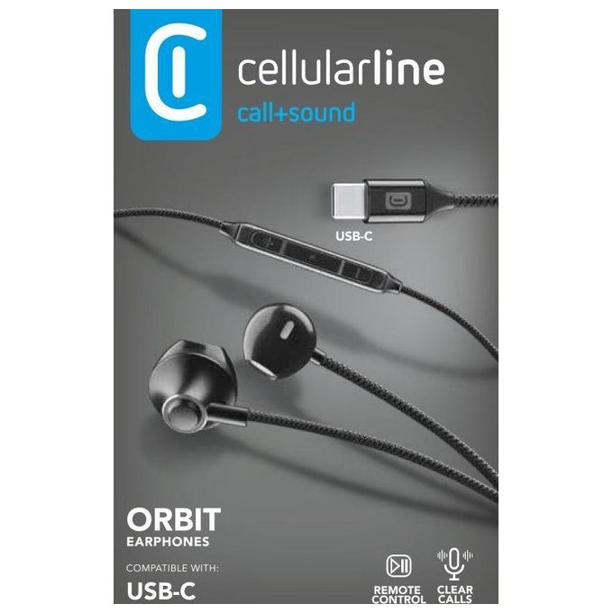 Cellular Line Auricolari con Microfono e Filo Nero