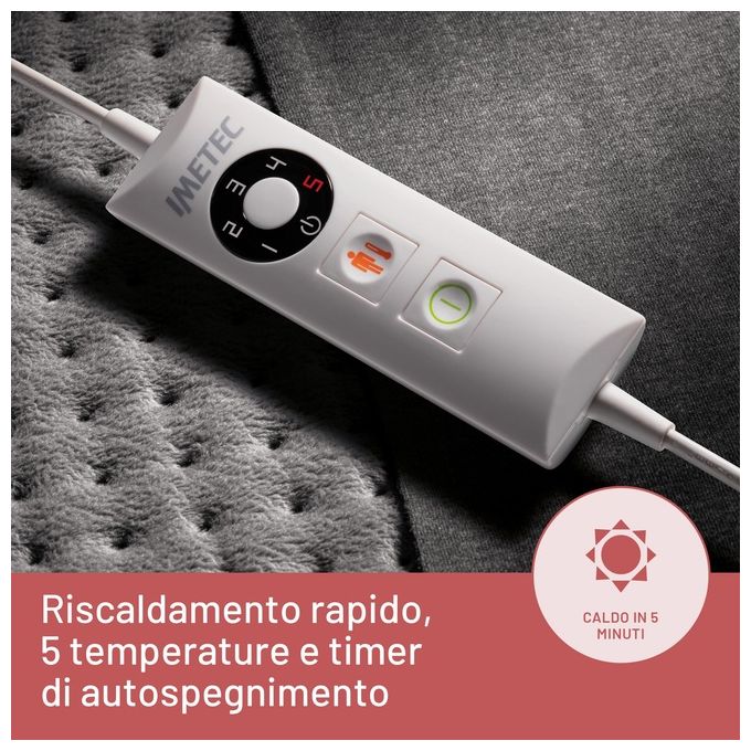 Imetec 16783 Intellisense Comfort Termoforo Multiuso 110W 40x35cm 5 Temperature Tasca per Mani Lavabile colore Grigio