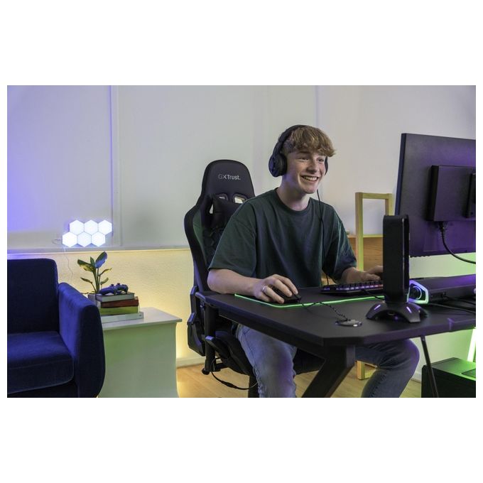 Trust GXT 265 Cintar RGB Headset Stand Supporto per Cuffie Illuminato Rgb con Due Porte Usb