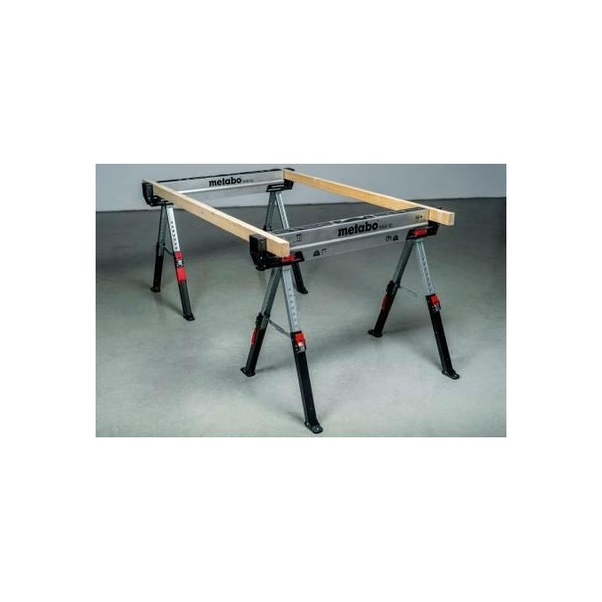 Metabo 626990000 MAB 82 Cavalletti da Lavoro Regolabili in Altezza con Supporti Laterali 590 kg per Singolo Cavalletto colore Nero Metallico