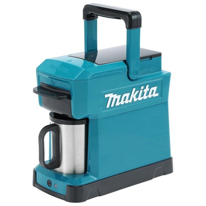 Makita DCM501Z Macchina da caffe' americano portatile con batteria 10,8-18V Li-ion serbatoio 240 ml compatibile cialde e caffe' macinato colore Nero Blu
