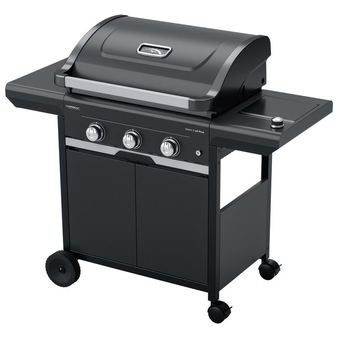 Campingaz 2181070 Select 3 LS Plus Barbecue a Gas 3 Fuochi 11300 W con Bruciatore Laterale Sistema InstaClean Griglia in Ghisa Colore Nero Grigio
