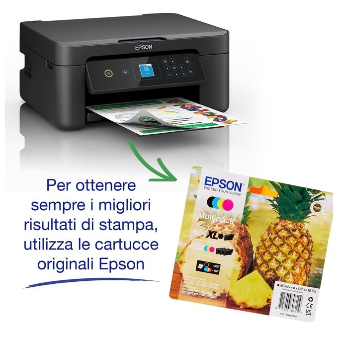 Epson C11CK66404 Expression Home XP-3205 Stampante Multifunzione Inkjet A4 5760x1440 DPI 10 ppm Wi-Fi Display LCD colore Nero