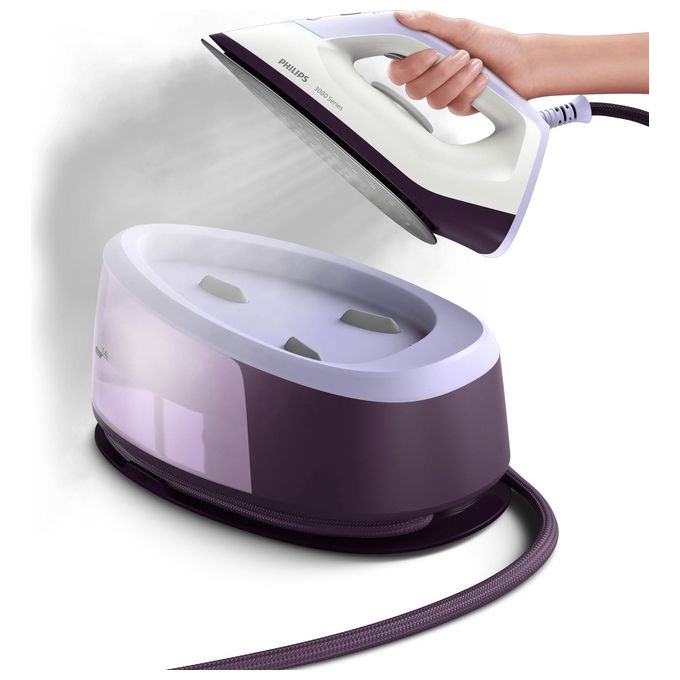 Philips PSG3000-30 Serie 3000 Ferro da Stiro con Caldaia 2400W 350 g-min 6 bar Serbatoio 1,4 L Piastra Ceramica colore Viola Bianco