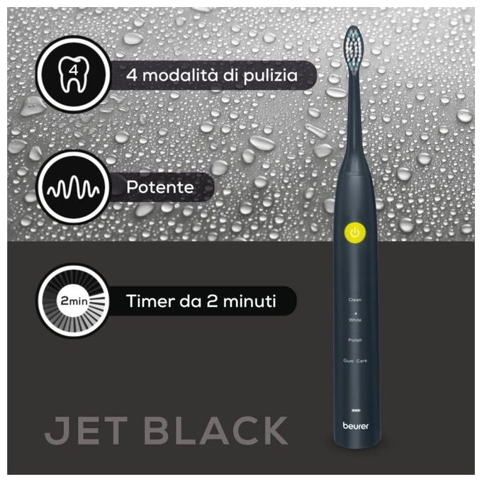 Beurer 10487 SC 30 Spazzolino elettrico sonico 4 modalita' Timer 30 sec autonomia 60 min colore Nero