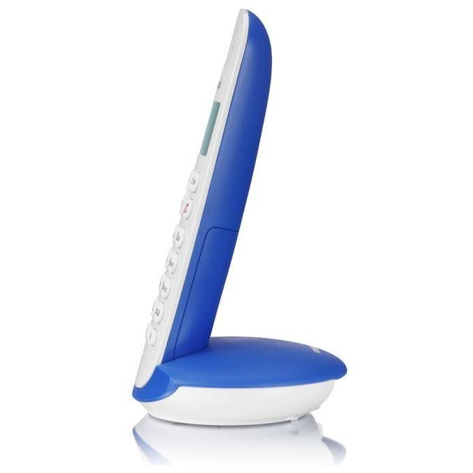 Brondi LOTUS Telefono Cordless ECO DECT GAP Rubrica 50 Contatti Sveglia ID Chiamate Fino 5 Portatili colore Bianco Blu