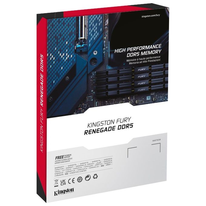 Kingston KF564C32RS-48 FURY Renegade Memoria RAM 48 GB DDR5 6400 MT-s CL32 DIMM XMP 3.0 colore Argento