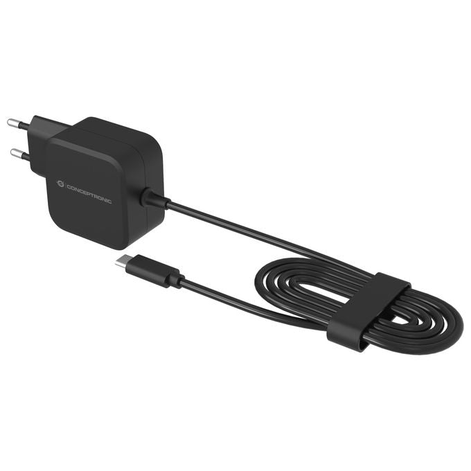Conceptronic OZUL04BE Caricabatterie USB PD 67W GaN con Cavo USB C Integrato 180 cm colore Nero