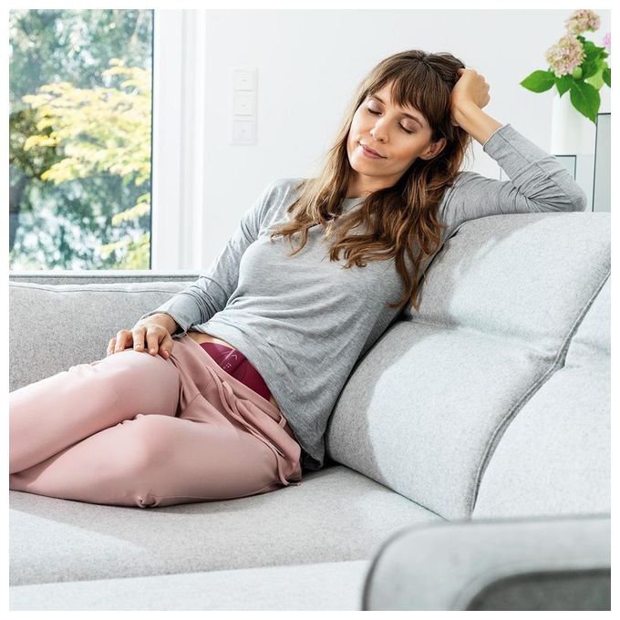 Beurer EM50 Menstrual Relax Dispositivo TENS con Funzione Riscaldante 15 Livelli di Intensita' Batteria Ricaricabile colore Rosa