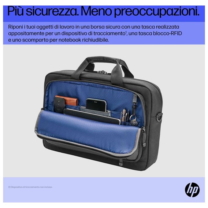 HP 6B8Y2AA Renew Executive Borsa a tracolla per laptop 40,9 cm (16.1'') resistente all'acqua in poliestere con materiale esterno 100% plastica riciclata colore Nero